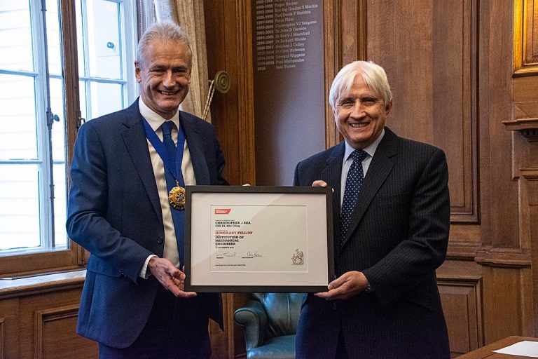 IMechE President Terry Spall (L) with AESSEAL MD Chris Rea Photo by Lynda Bailey