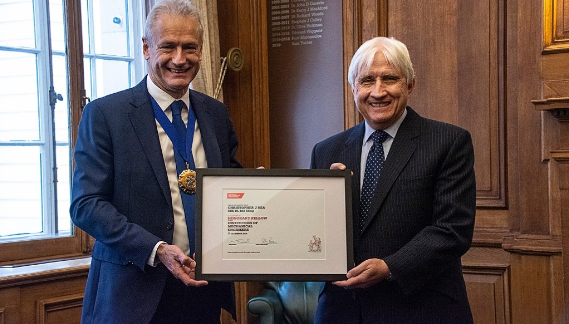 IMechE President Terry Spall (L) with AESSEAL MD Chris Rea Photo by Lynda Bailey